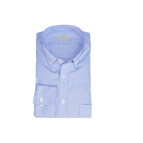 Button-Down Hemd in Cotton-Vollzwirn Miniatur-Karo Blau/Wei