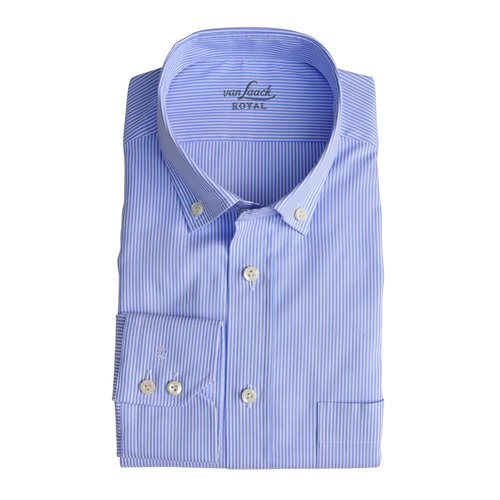 Button-Down Hemd in hellblau/Wei gestr. in Tailor-Fit