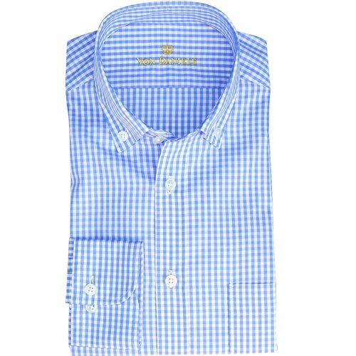 Button-Down- Hemd mit Vichy Karo in Blau/Weiß