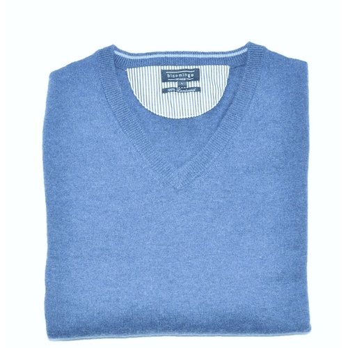 V-Neck Lambswool- Pullover in Denim-Blue S