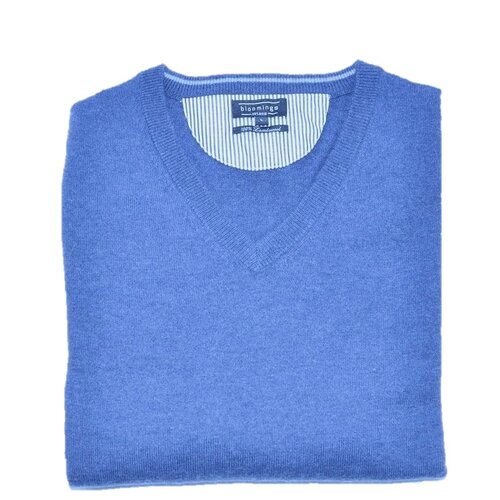 V-Neck Lambswool- Pullover in Denim-Blue XL