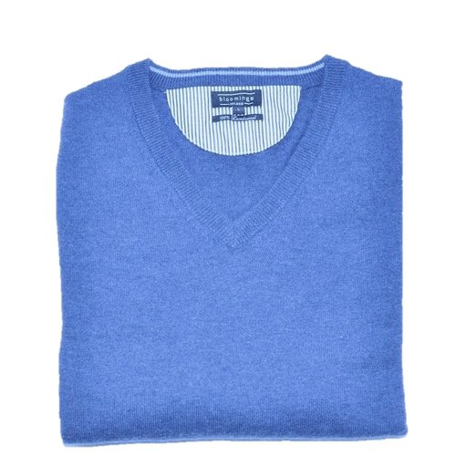 V-Neck Lambswool- Pullover in Denim-Blue 3 XL