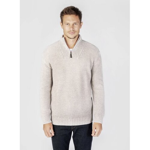 Rippen-Strick Troyer in Stein-Melange S