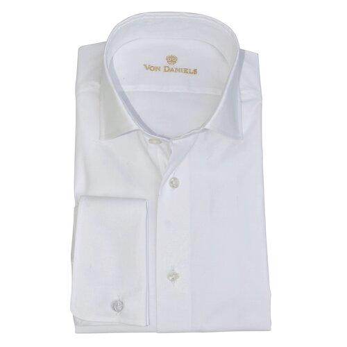 Business-Hemd mit Doppelm in. Cotton-Vollzwirn weiß Tailor Fit