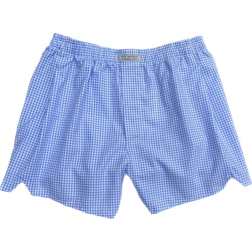 Boxer-Shorts in Weiß m. Blauem Gitterkaro