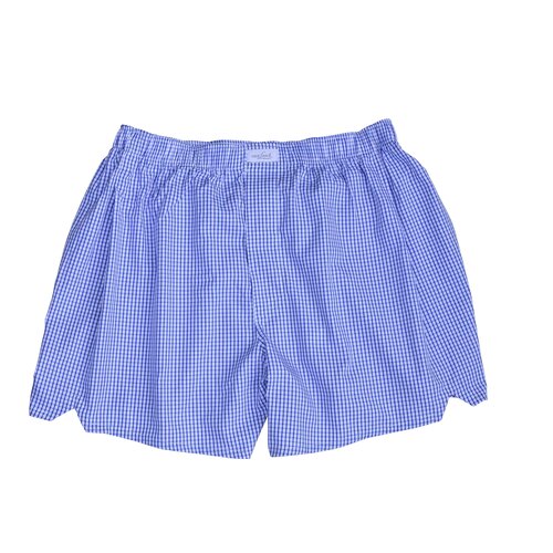Boxer-Shorts in Weiß m. Blauem Gitterkaro 48