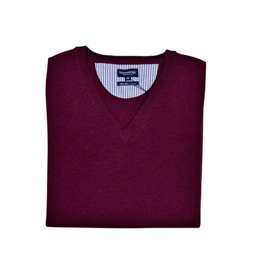 V-Neck Lambswool-Pullover in Bordeaux-Rot