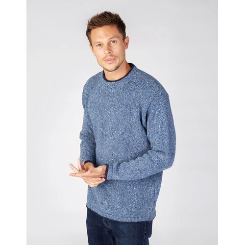 Rundhals-Sweater in Navy-Stone-Melange S