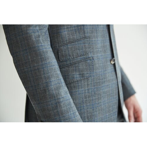 Anzug Aurel in Taupe mit Blauem Glencheck 46