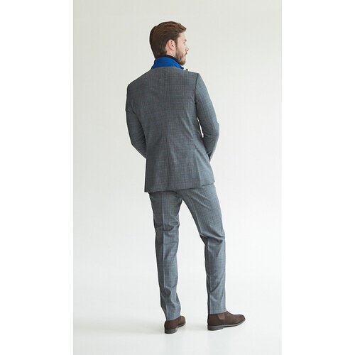 Anzug Aurel in Taupe mit Blauem Glencheck 46