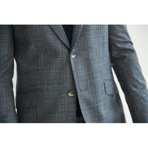 Anzug Aurel in Taupe mit Blauem Glencheck 28