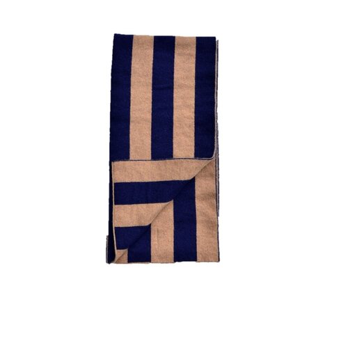 Cashmere-Schal in Navy/Camel One Size