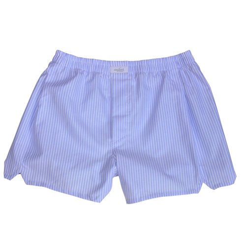 Boxer-Shorts in weiß m. Hellblauem Blockstreifen