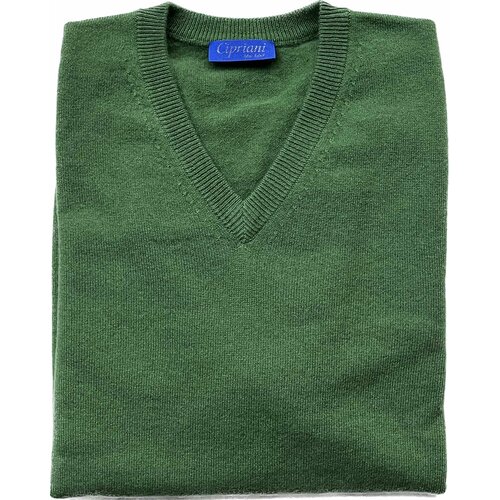 Pullover aus Cashmere in V-Neck/ Oliv-Grün