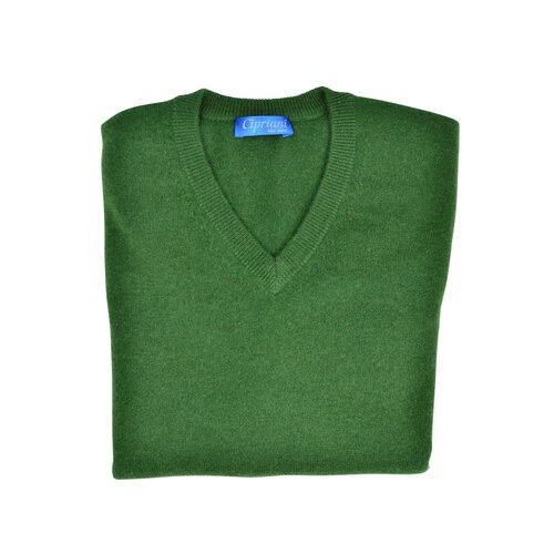 Pullover aus 2 Ply-Cashmere V-Neck in Grn XXL