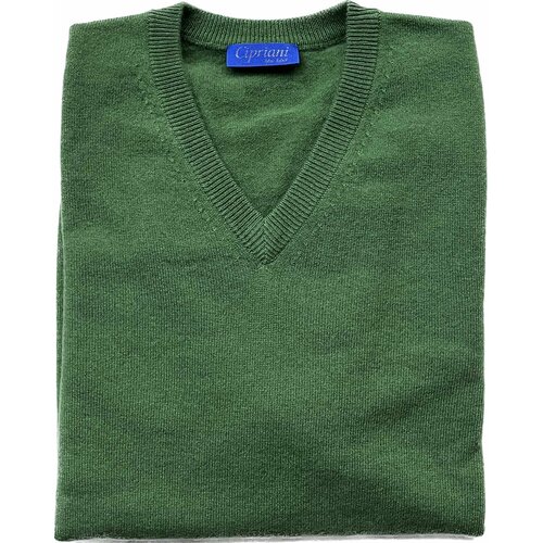 Pullover aus 2 Ply-Cashmere V-Neck in Grn XXL