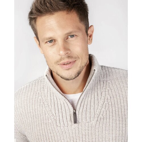 Rippen-Strick Troyer in Stein-Melange XXXL