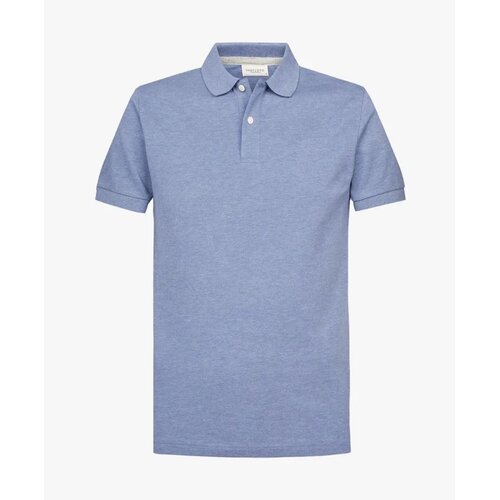 Polo-Shirt aus Cotton-Piquee in Mittel-Blau S