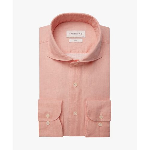 Hemd aus Leinen/Slim-Fit in Pink 38