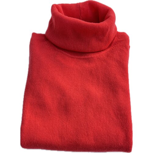 Rollkragen-Pullover aus Cashmere in Korall-Rot