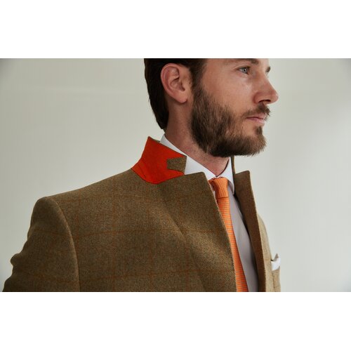 Jackett Philipp aus Tweed in Messing mit Curry-Farbenem Fenster-Karo