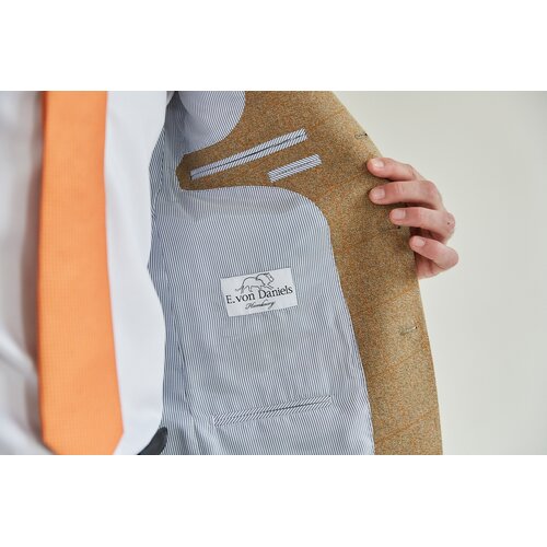 Jackett Philipp aus Tweed in Messing mit Curry-Farbenem Fenster-Karo 52