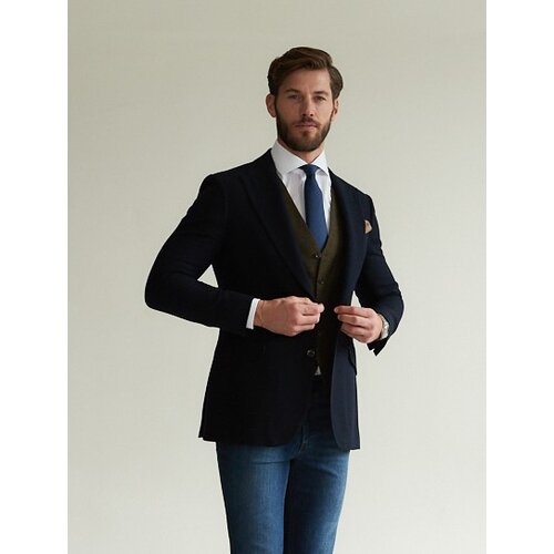 Jackett Panama in Navy aus Wolle und Cashmere