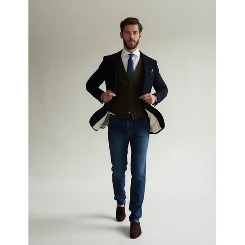 Jackett Panama in Navy aus Wolle und Cashmere