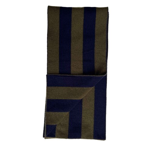 College Schal aus Cashmere-Doubleface in Military Green/ Navy 180 x 25 cm