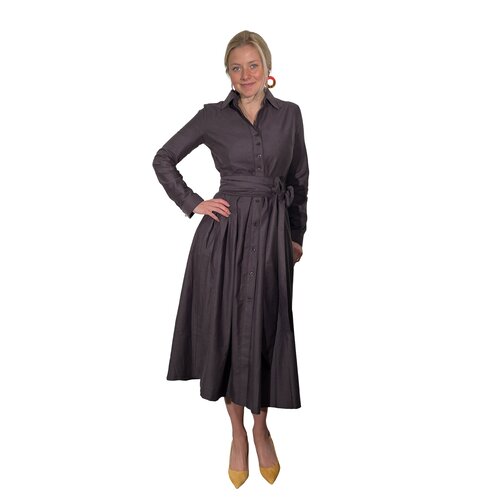 Hemdblusen-Kleid Cosi aus Soft-Flannel in Taupe