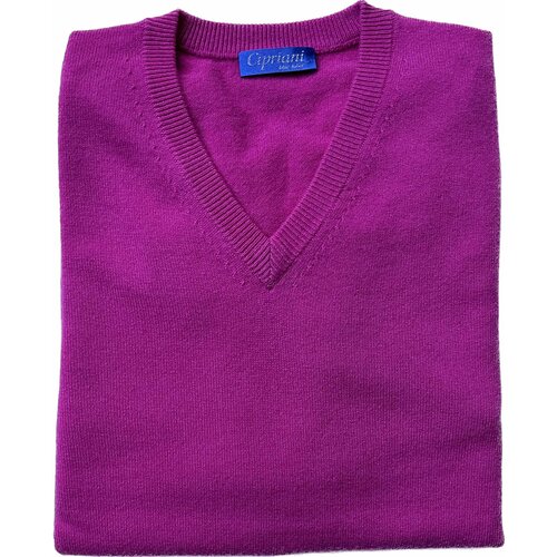 Pullover aus Cashmere 2Ply V-Neck in Beere XL