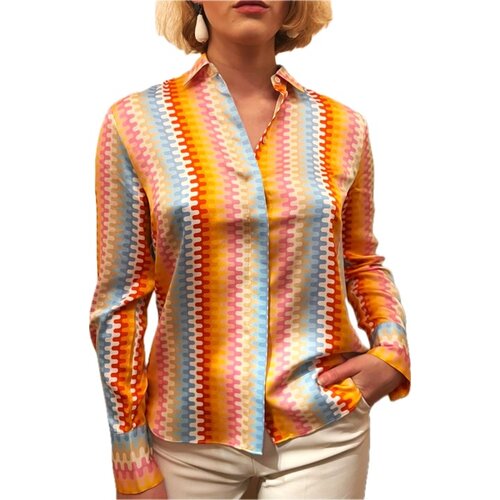 Hemd-Bluse Marigold aus Seide/El. in Multi-Color