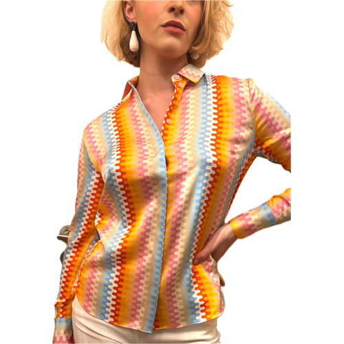 Hemd-Bluse Marigold aus Seide/El. in Multi-Color