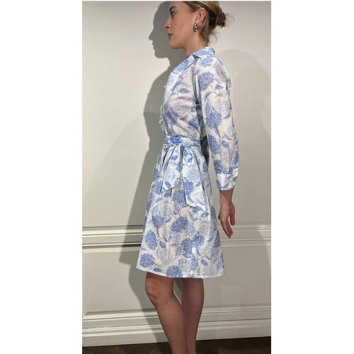 Kleid Jule mit Blten-Print in Pastell-Blau XS