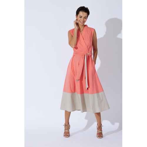 Kleid Kyravita in Colorblock Coral 36