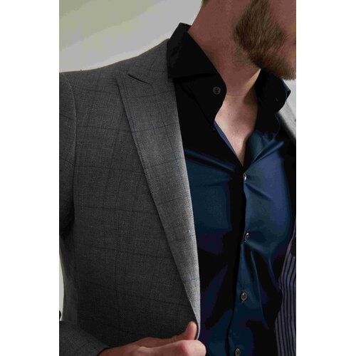 Jackett Caspar aus Leinen u. Wolle in Taupe/ Navy