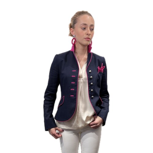 Blazer Antonia aus Leinen in Navy-Pink  /Made by Lodenfrey