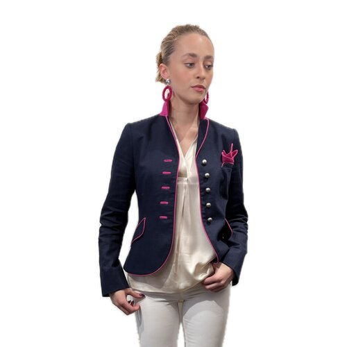 Blazer Antonia aus Leinen in Navy-Pink  /Made by...