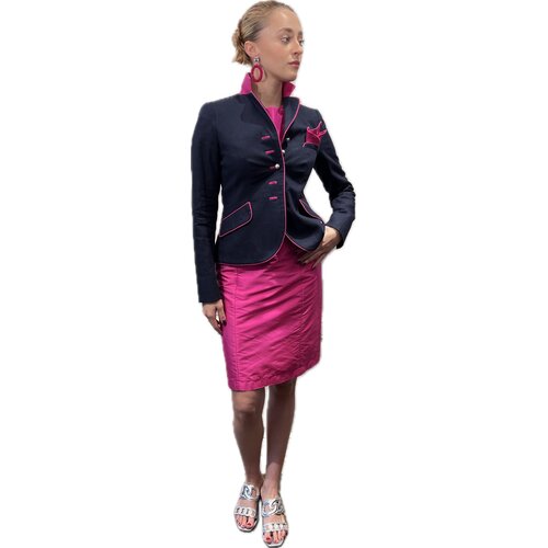 Blazer Antonia aus Leinen in Navy-Pink  /Made by Lodenfrey 40