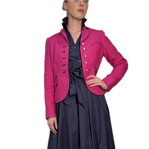 Blazer Antonia aus Leinen in Pink-Navy/ Made by Lodenfrey
