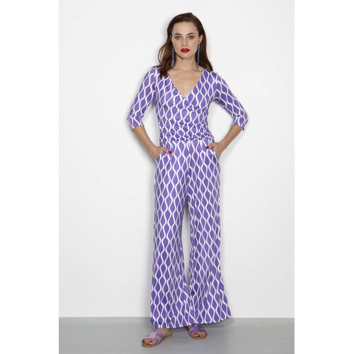 Jumpsuit Jump in Wavy Lilac White