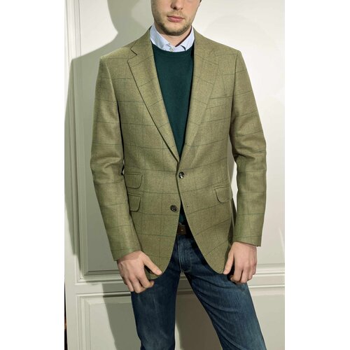 Jackett Moritz aus Tweed mit Blau/Grnem Over-Check