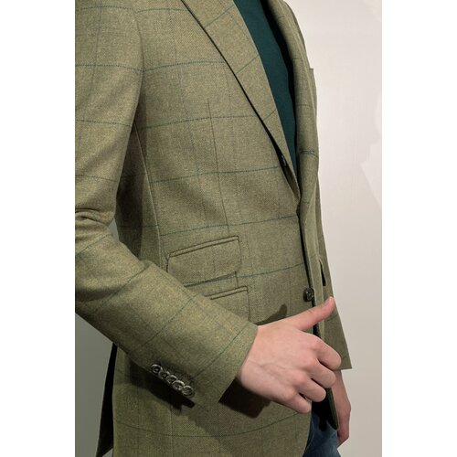 Jackett Moritz aus Tweed mit Blau/Grnem Over-Check