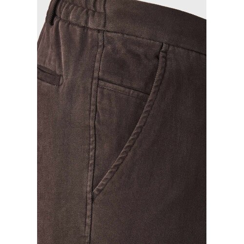 Chino Trento in Slim Fit aus Moleskin in Taupe-Braun