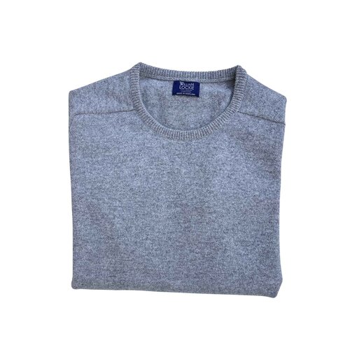 Lambswool-Pullover mit O-Neck in Farbe Flannel