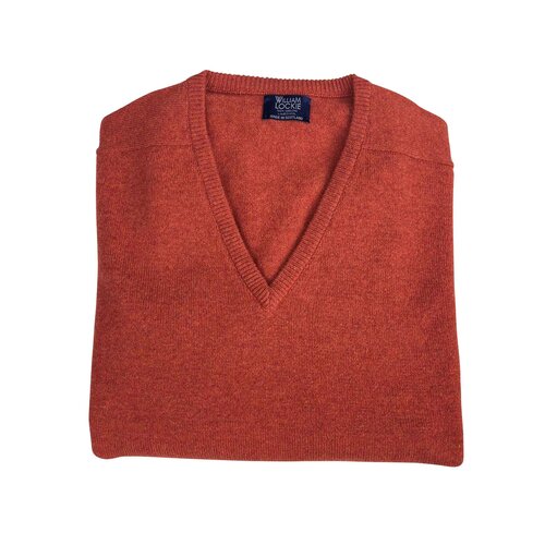 Lambswool-Pullover mit V-Neck in Farbe Ember