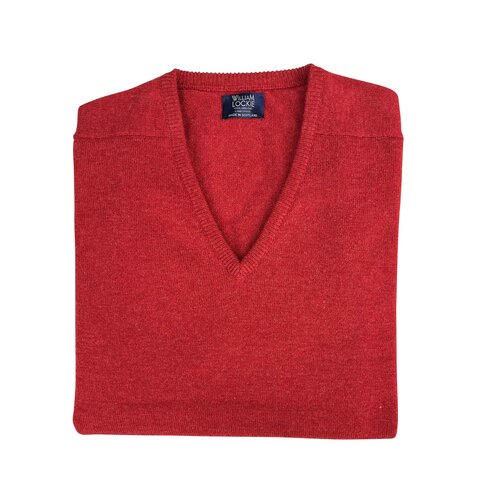 Lambswool-Pullover mit V-Neck in Farbe Poppy Mel.