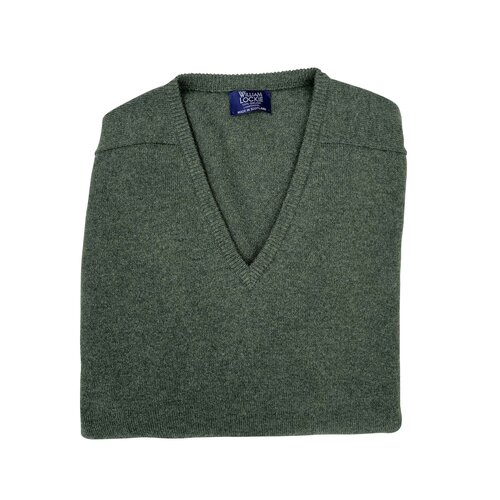 Lambswool-Pullover mit V-Neck in Farbe Rosemary