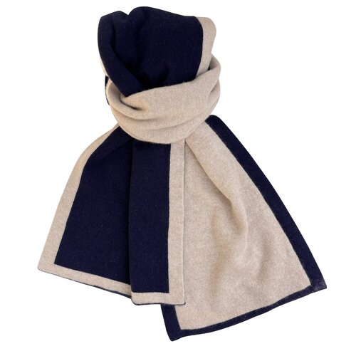 Schal aus Cashmere-Doubleface in Alabaster/Tinten-Blau