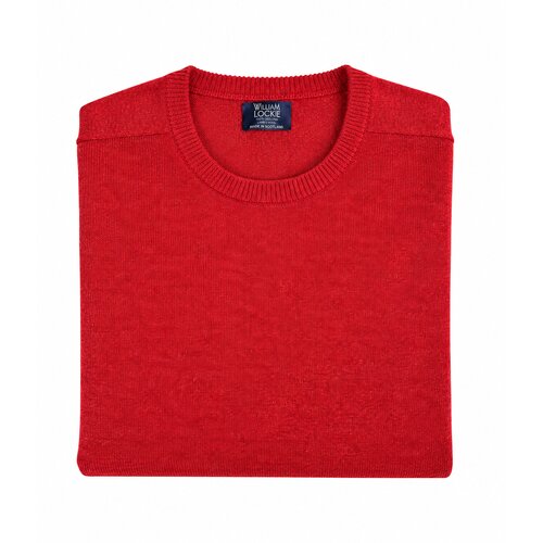 Lambswool-Pullover mit O-Neck in Poppy Melange
